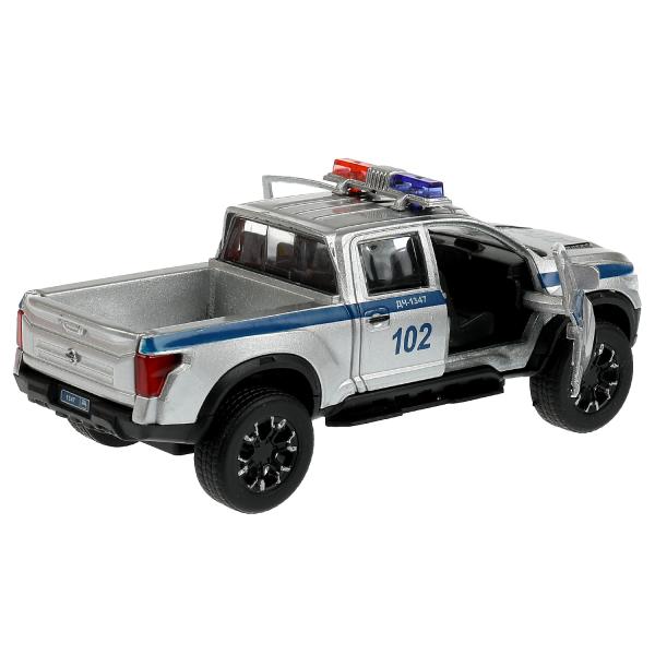 Машина металл свет-звук NISSAN TITAN ПОЛИЦИЯ 12,5 см, двери, баг, инер, кор. Технопарк в кор.2*36шт