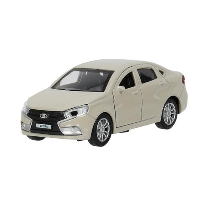 Машина металл LADA vesta 11,5 см, двери, бежевый, кор. Технопарк в кор.2*36шт