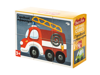 Кубики "Городской транспорт" (без обклейки) 6 шт Baby Toys