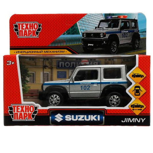 Машина металл SUZUKI JIMNY ПОЛИЦИЯ 11,5 см, двер, баг, инер, сер, кор. Технопарк в кор.2*36шт