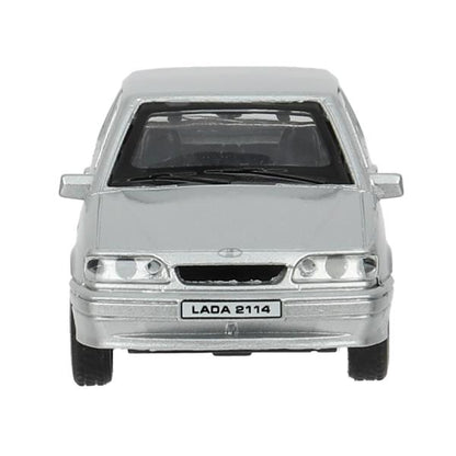 Машина металл LADA-2114 "SAMARA" 12 см, двери, багаж, инерц, серебрист, кор. Технопарк в кор.2*36шт